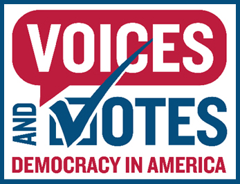 Voices Votes Logo - Red,White, Blue with Vote Check Box 